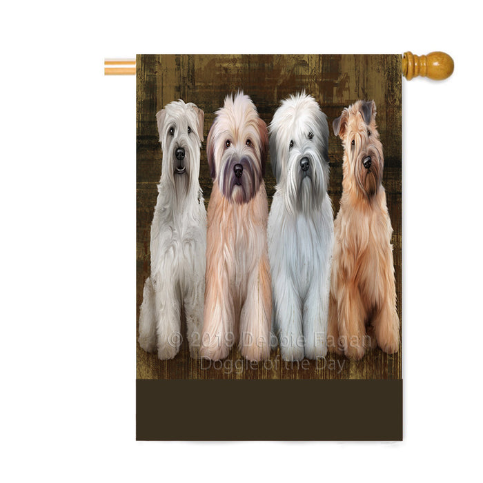 Personalized Rustic 4 Wheaten Terrier Dogs Custom House Flag FLG64414