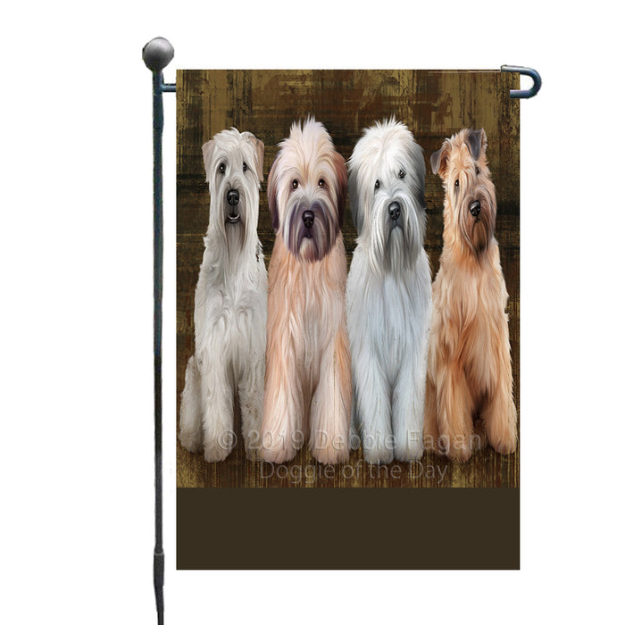 Personalized Rustic 4 Wheaten Terrier Dogs Custom Garden Flag GFLG63337