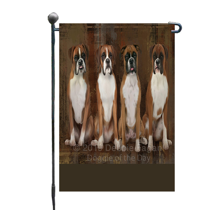 Personalized Rustic 4 Boxer Dogs Custom Garden Flag GFLG63319