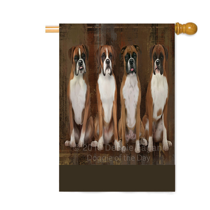 Personalized Rustic 4 Boxer Dogs Custom House Flag FLG64396