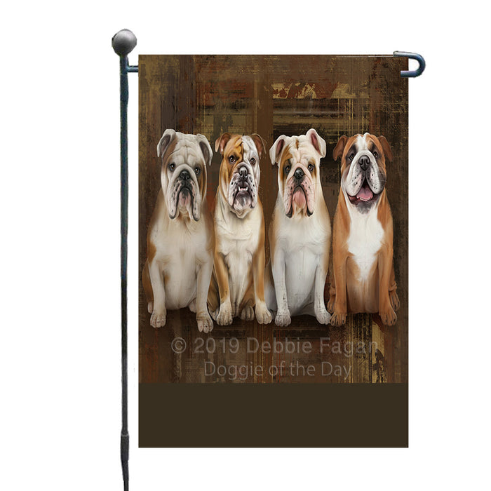 Personalized Rustic 4 Bulldogs Custom Garden Flag GFLG63320