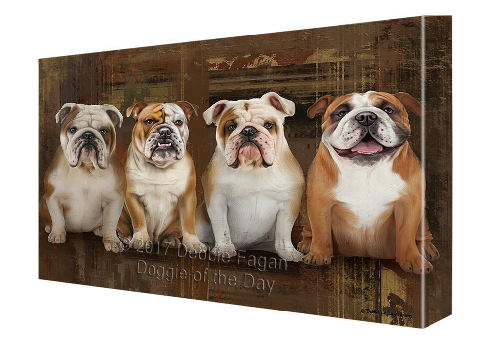 Rustic 4 Bulldogs Canvas Wall Art CVSA49638