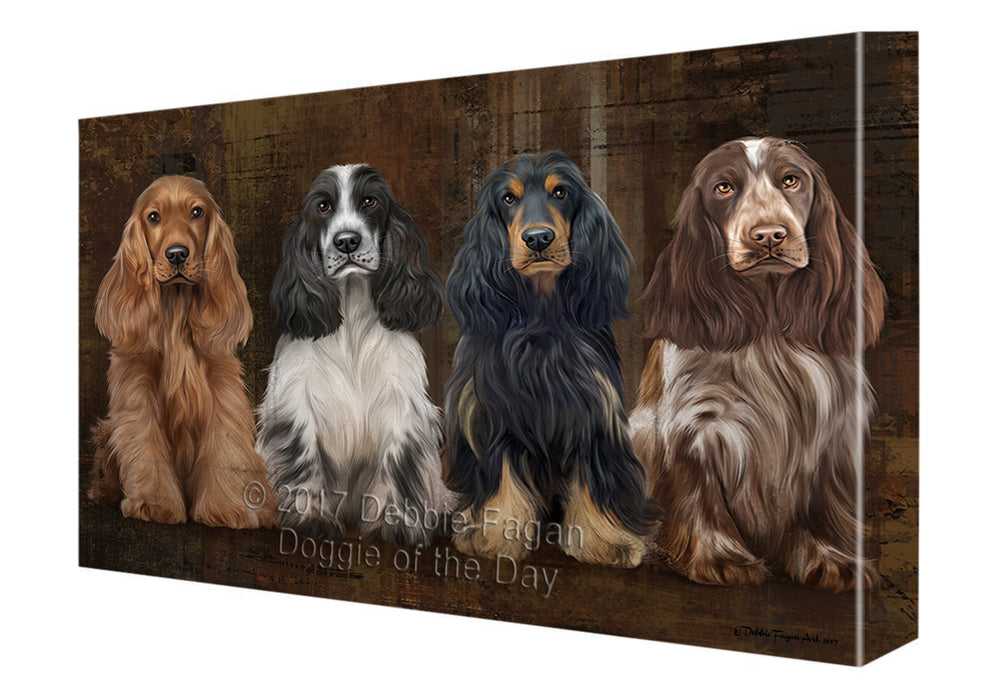 Rustic 4 Cocker Spaniels Dog Canvas Wall Art CVSA49647