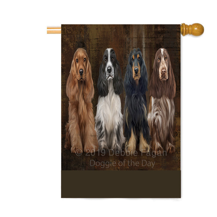 Personalized Rustic 4 Cocker Spaniel Dogs Custom House Flag FLG64399