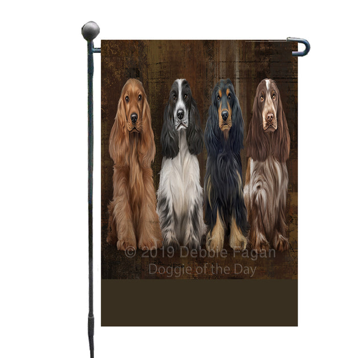Personalized Rustic 4 Cocker Spaniel Dogs Custom Garden Flag GFLG63322