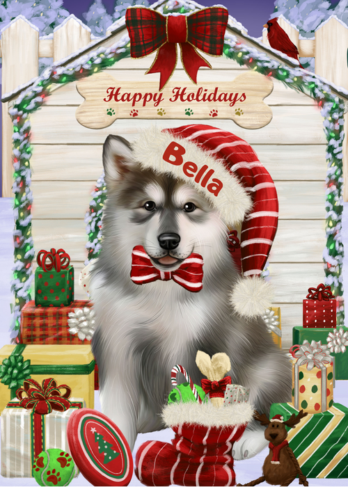 Custom Digital Painting Art Photo Personalized Dog Cat in Christmas Dog with Presents
