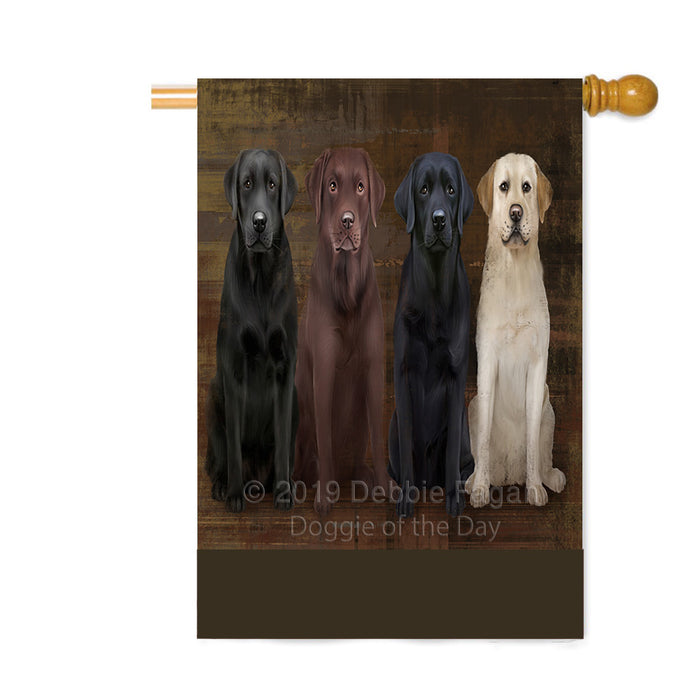 Personalized Rustic 4 Labrador Retriever Dogs Custom House Flag FLG64406