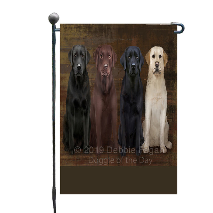 Personalized Rustic 4 Labrador Retriever Dogs Custom Garden Flag GFLG63329