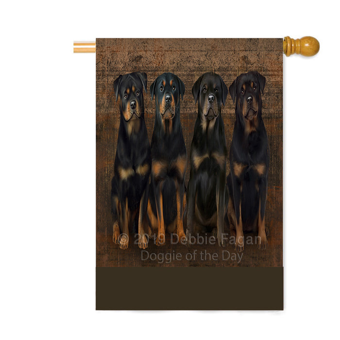 Personalized Rustic 4 Rottweiler Dogs Custom House Flag FLG64411