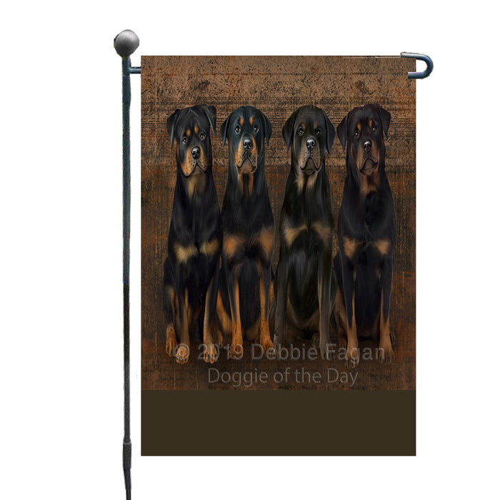 Personalized Rustic 4 Rottweiler Dogs Custom Garden Flag GFLG63334