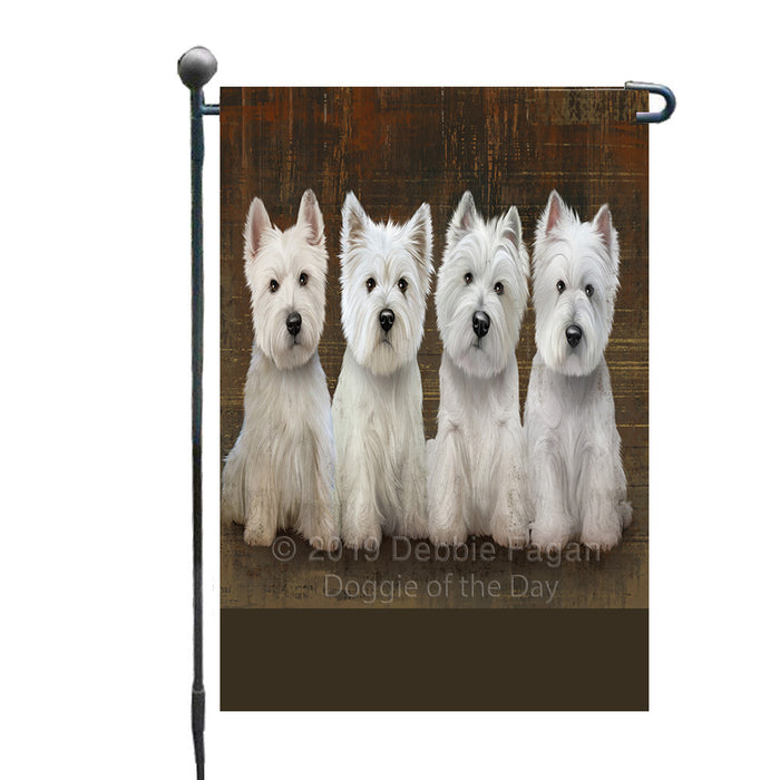 Personalized Rustic 4 West Highland White Terrier Dogs Custom Garden Flag GFLG63336