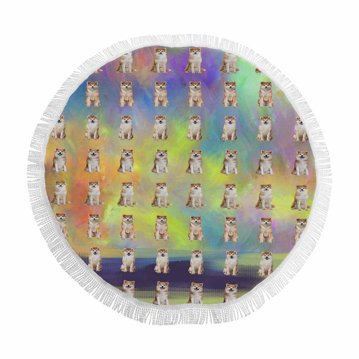 Akita Dogs  Round Beach Mat 59’’