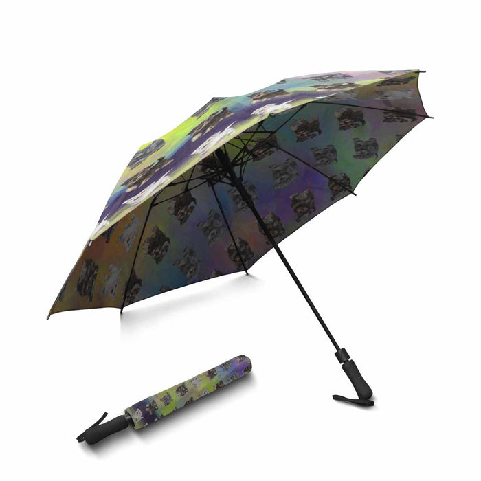 Miniature Schnauzer Dogs  Semi-Automatic Foldable Umbrella