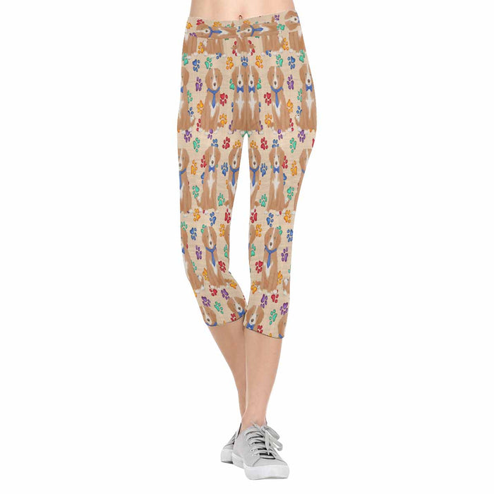 Nova Scotia Duck Toller Retriever Dogs Blue  All-Over Low Rise Capri Leggings (Model L08)