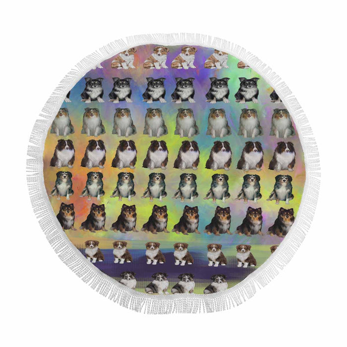 Australian Shepherd Dogs  Round Beach Mat 59’’