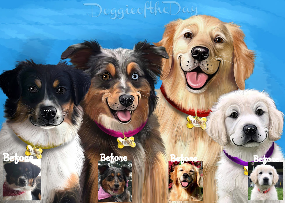 Digital Painting PERSONALIZED Caricature PET PORTRAIT! Custom Pet Dog or Cat Art