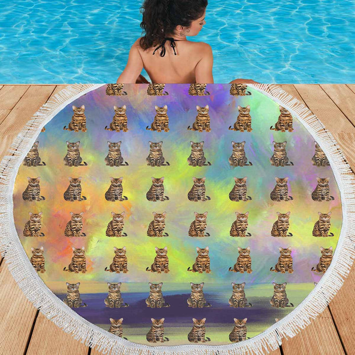 Bengal Cats  Round Beach Mat 59’’