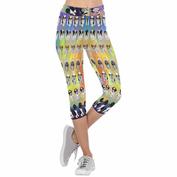 Shih Tzu Dogs  All-Over Low Rise Capri Leggings (Model L08)