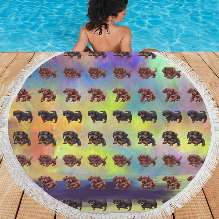 Dachshund Dogs  Round Beach Mat 59’’