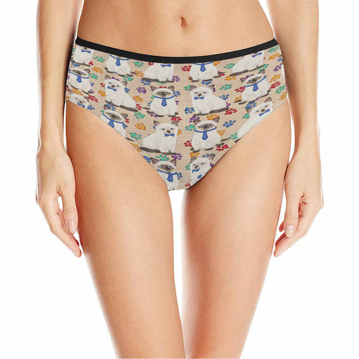 Siamese Cats Blue  Women&#039;s High Waist Briefs (Model L26)