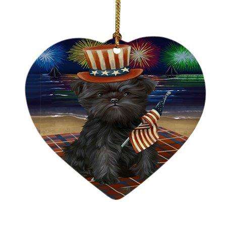 4th of July Firework Affenpinscher Dog Heart Christmas Ornament HPOR48149