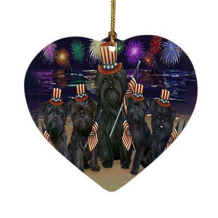 4th of July Firework Affenpinschers Dog Heart Christmas Ornament HPOR48148