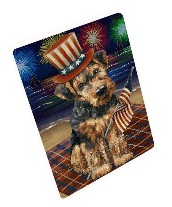 4th of July Firework Airedale Terrier Dog Blanket BLNKT49413
