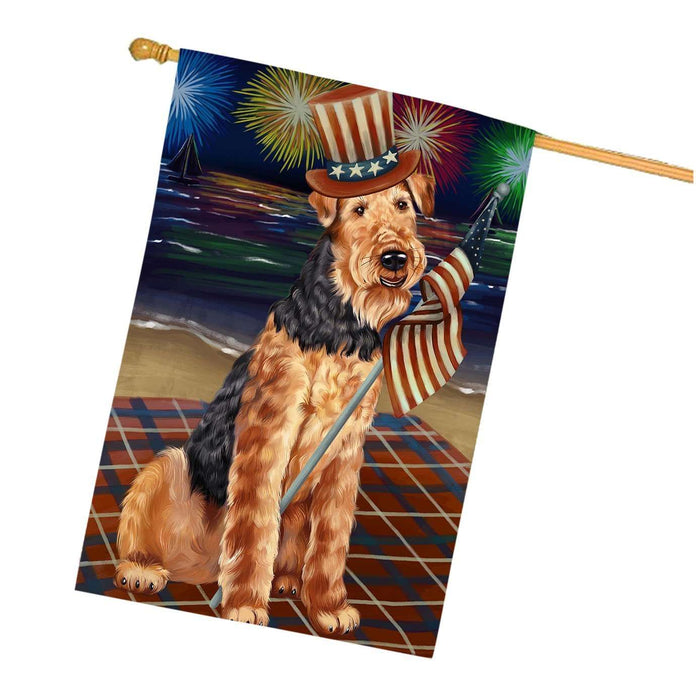 4th of July Firework Airedale Terrier Dog House Flag FLG48163