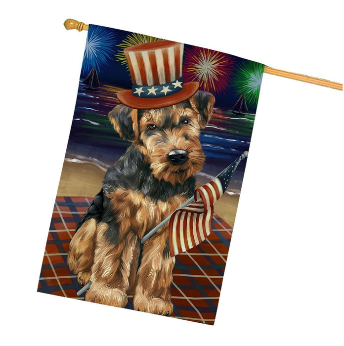 4th of July Firework Airedale Terrier Dog House Flag FLG48165