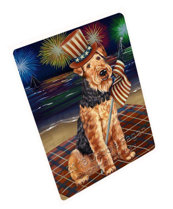 4th Of July Firework Airedale Terrier Dog Magnet Mini (3.5" x 2") MAG48465