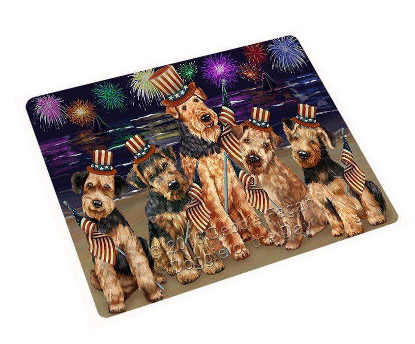 4th of July Firework Airedale Terriers Dog Blanket BLNKT49404