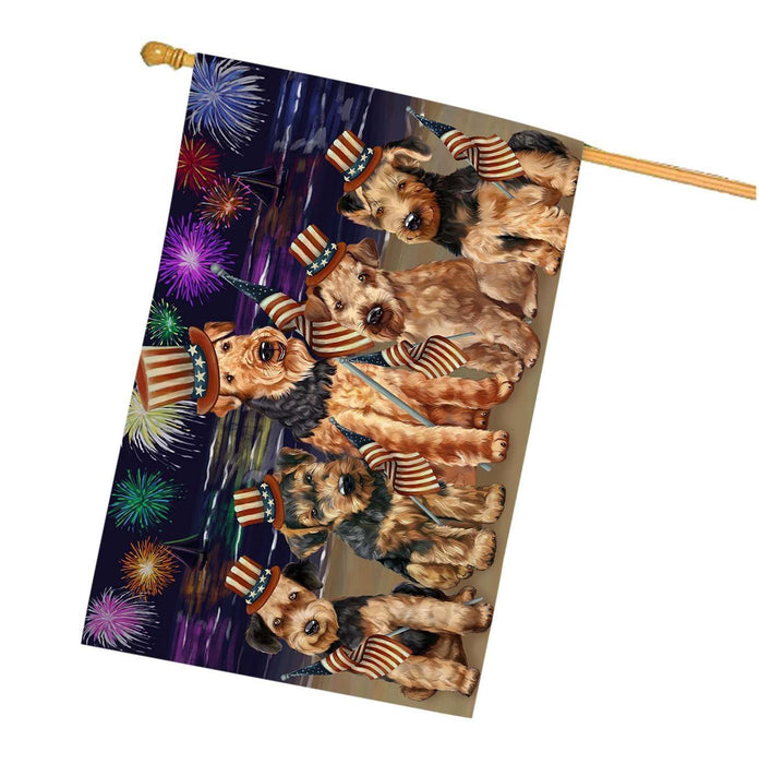 4th of July Firework Airedale Terriers Dog House Flag FLG48164
