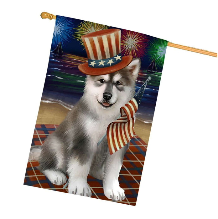 4th of July Firework Alaskan Malamute Dog House Flag FLG48168