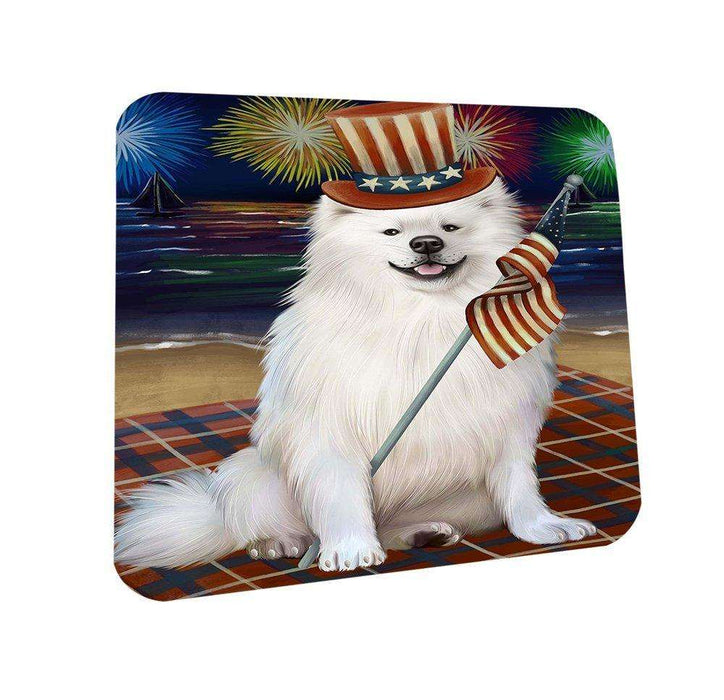4th of July Firework American Eskimo Dog Coasters Set of 4 CST48115