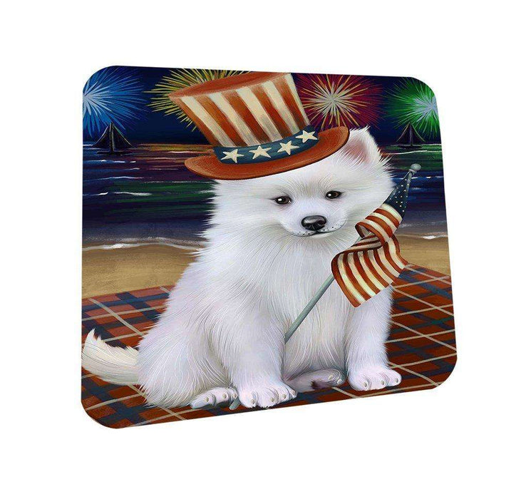 4th of July Firework American Eskimo Dog Coasters Set of 4 CST48117
