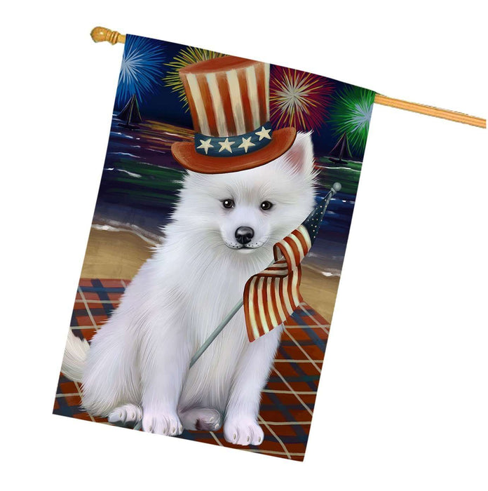 4th of July Firework American Eskimo Dog House Flag FLG48171