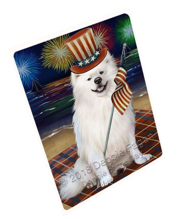 4th Of July Firework American Eskimo Dog Magnet Mini (3.5" x 2") MAG48483