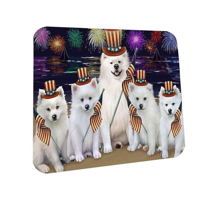 4th of July Firework American Eskimos Dog Coasters Set of 4 CST48116