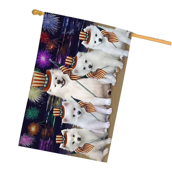 4th of July Firework American Eskimos Dog House Flag FLG48170