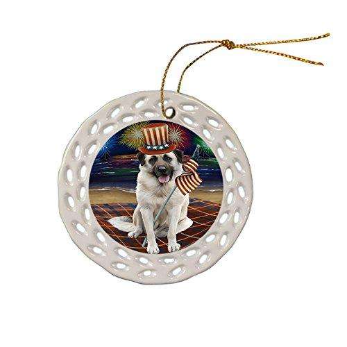 4th of July Firework Anatolian Shepherd Dog Ceramic Doily Ornament DPOR48159