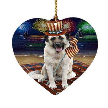 4th of July Firework Anatolian Shepherd Dog Heart Christmas Ornament HPOR48159