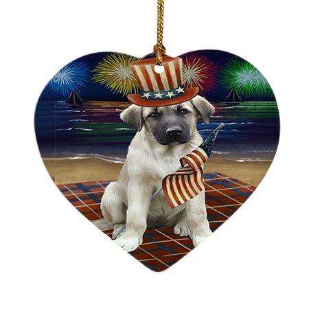 4th of July Firework Anatolian Shepherd Dog Heart Christmas Ornament HPOR48161