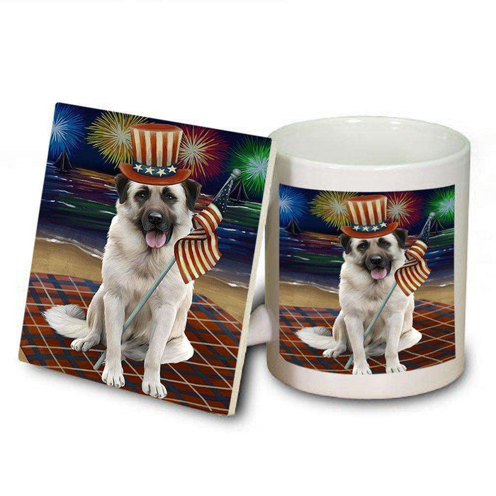 4th of July Firework Anatolian Shepherd Dog Mug and Coaster Set MUC48151