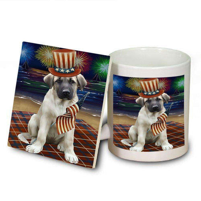 4th of July Firework Anatolian Shepherd Dog Mug and Coaster Set MUC48153