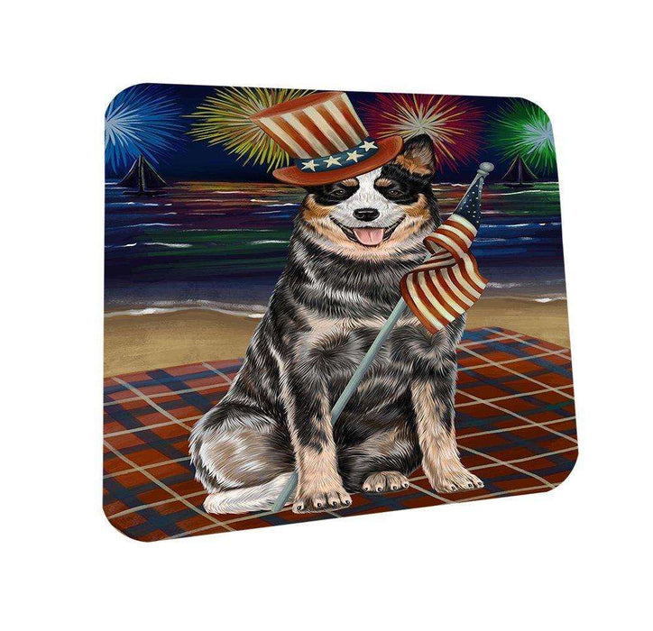 4th of July Firework Australian Cattle Dog Coasters Set of 4 CST48121