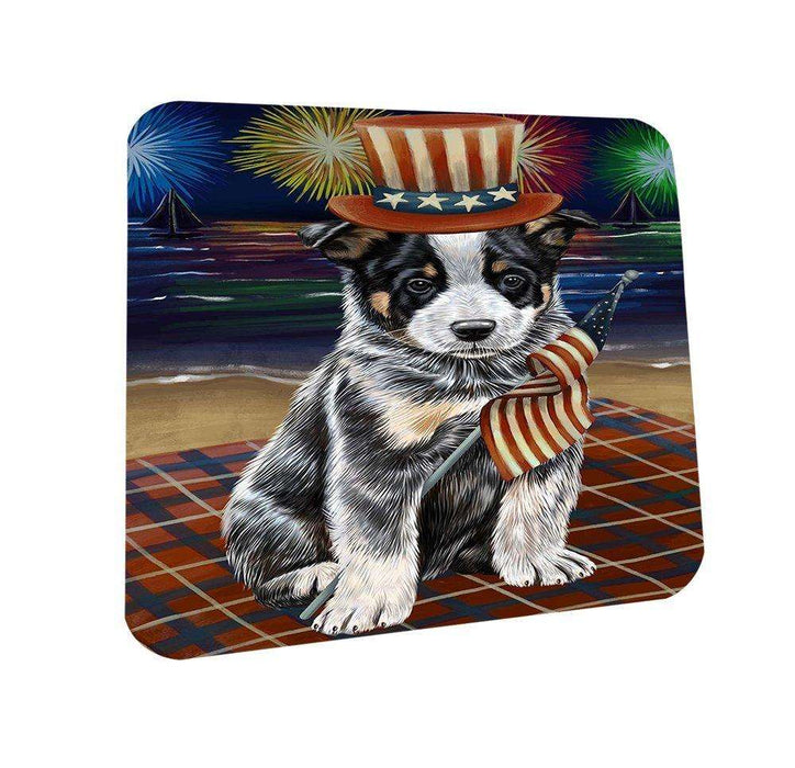 4th of July Firework Australian Cattle Dog Coasters Set of 4 CST48123