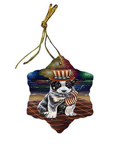 4th of July Firework Australian Cattle Dog Star Porcelain Ornament SPOR48156