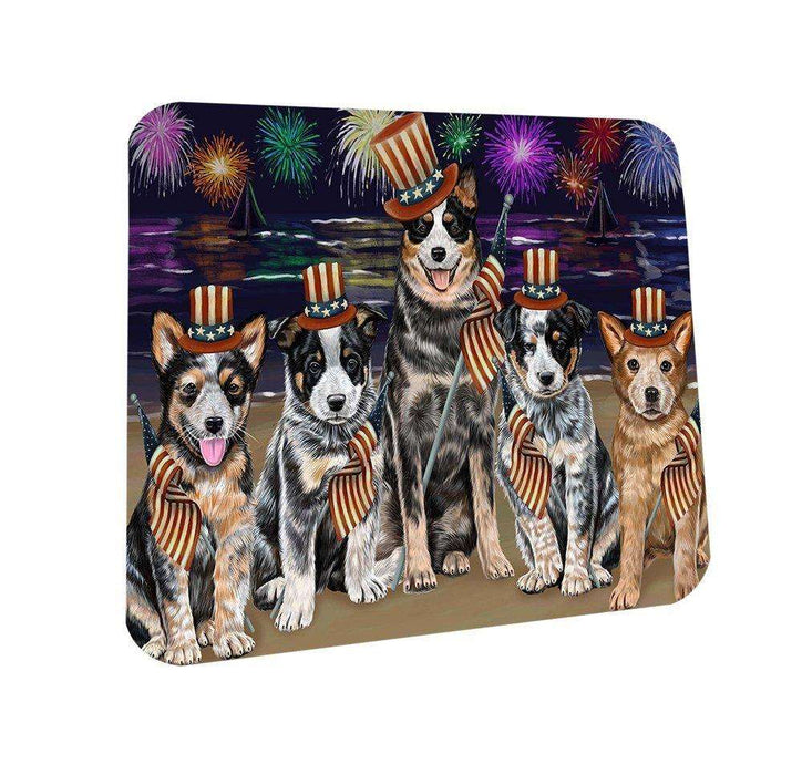 4th of July Firework Australian Cattle Dogs Coasters Set of 4 CST48122