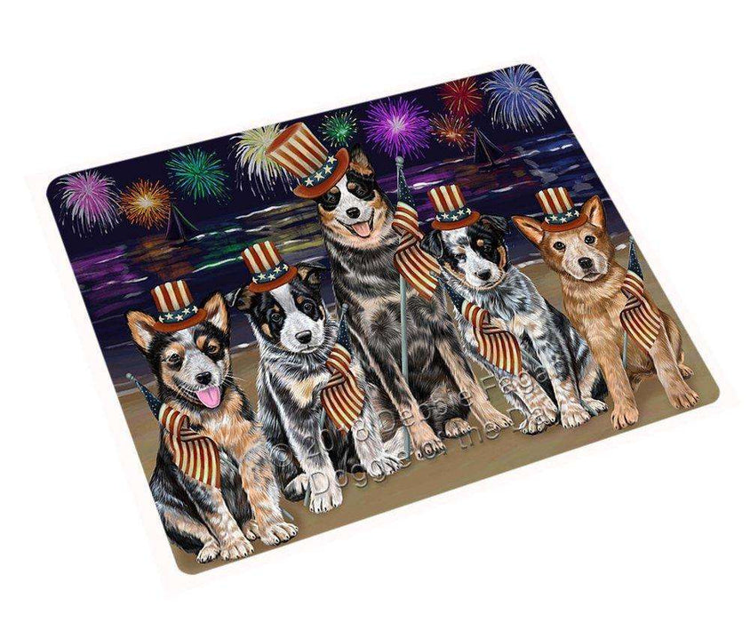 4th of July Firework Australian Cattle Dogs Large Refrigerator / Dishwasher RMAG49008
