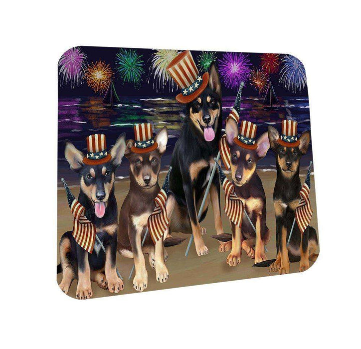 4th of July Firework Australian Kelpies Dog Coasters Set of 4 CST48125